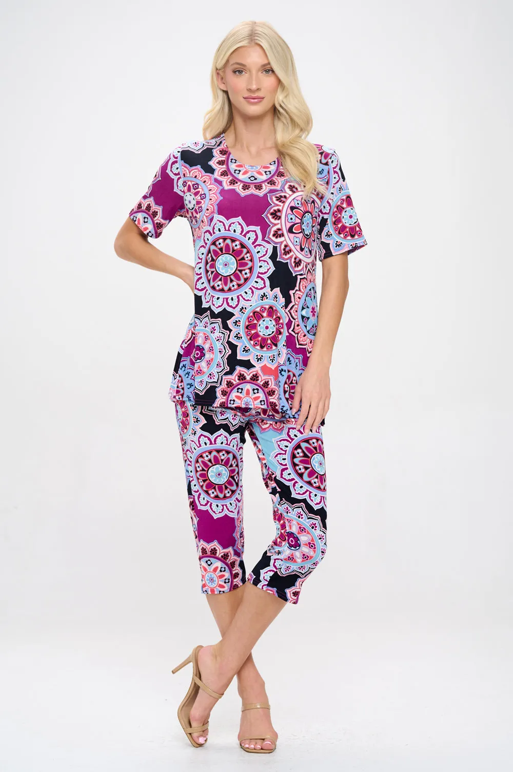 Capri Pant Set Short Sleeve - 9003BN-SRP1-W439