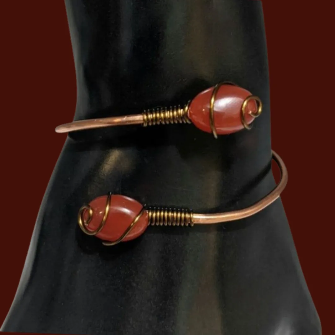 Copper, Carnelian, Cuff  Bracelet.
