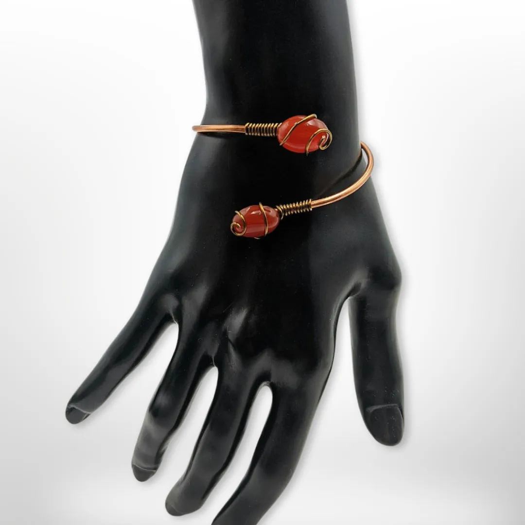 Copper, Carnelian, Cuff  Bracelet.