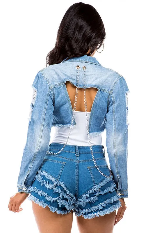 Crop  chain DENIM JACKET