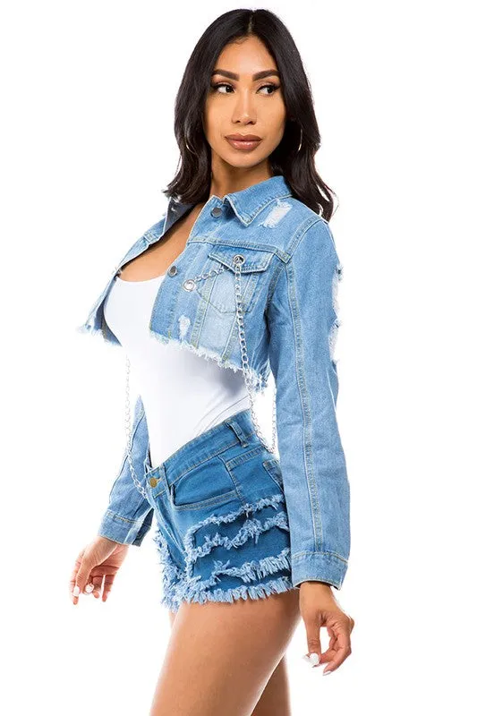 Crop  chain DENIM JACKET