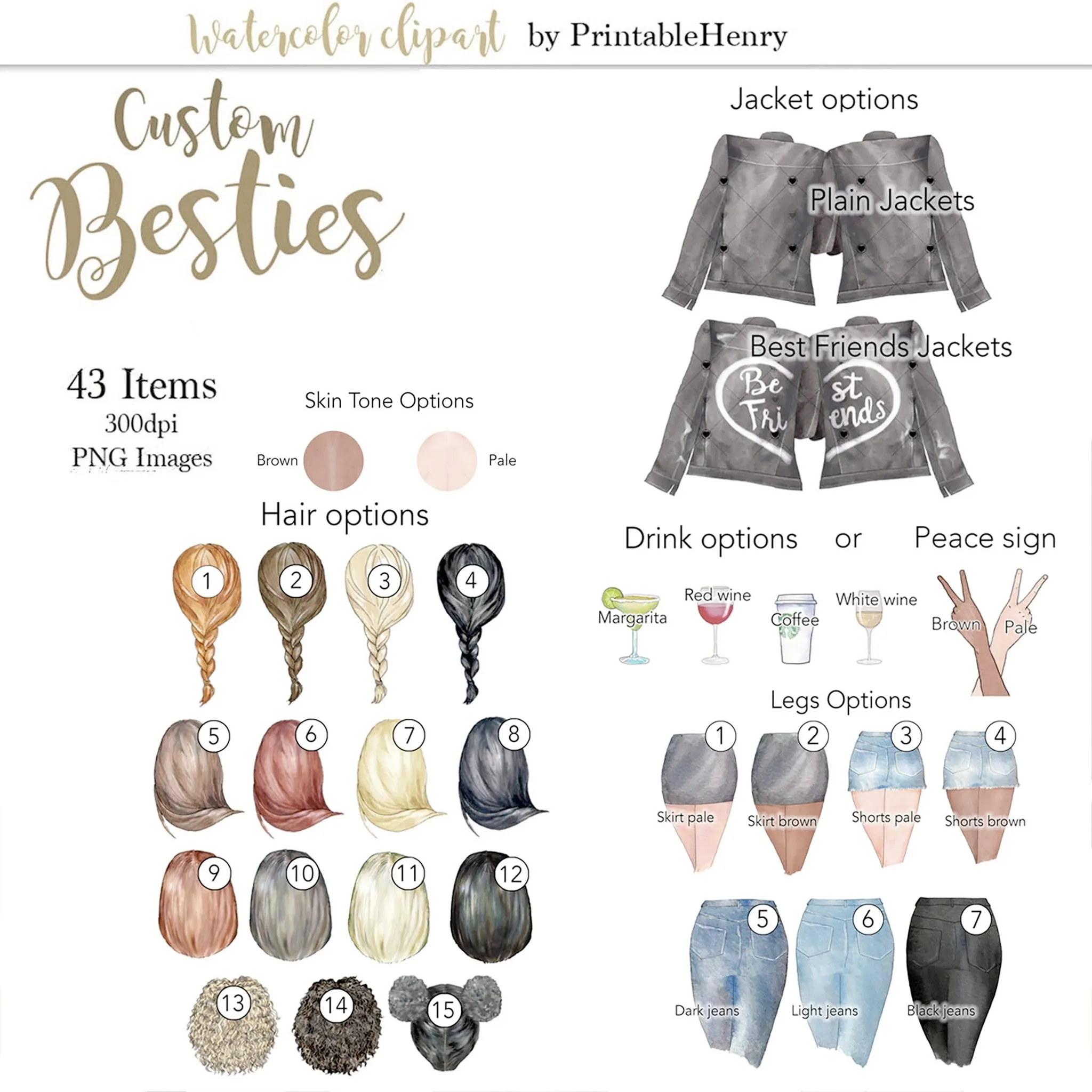 Custom Besties clipart kit