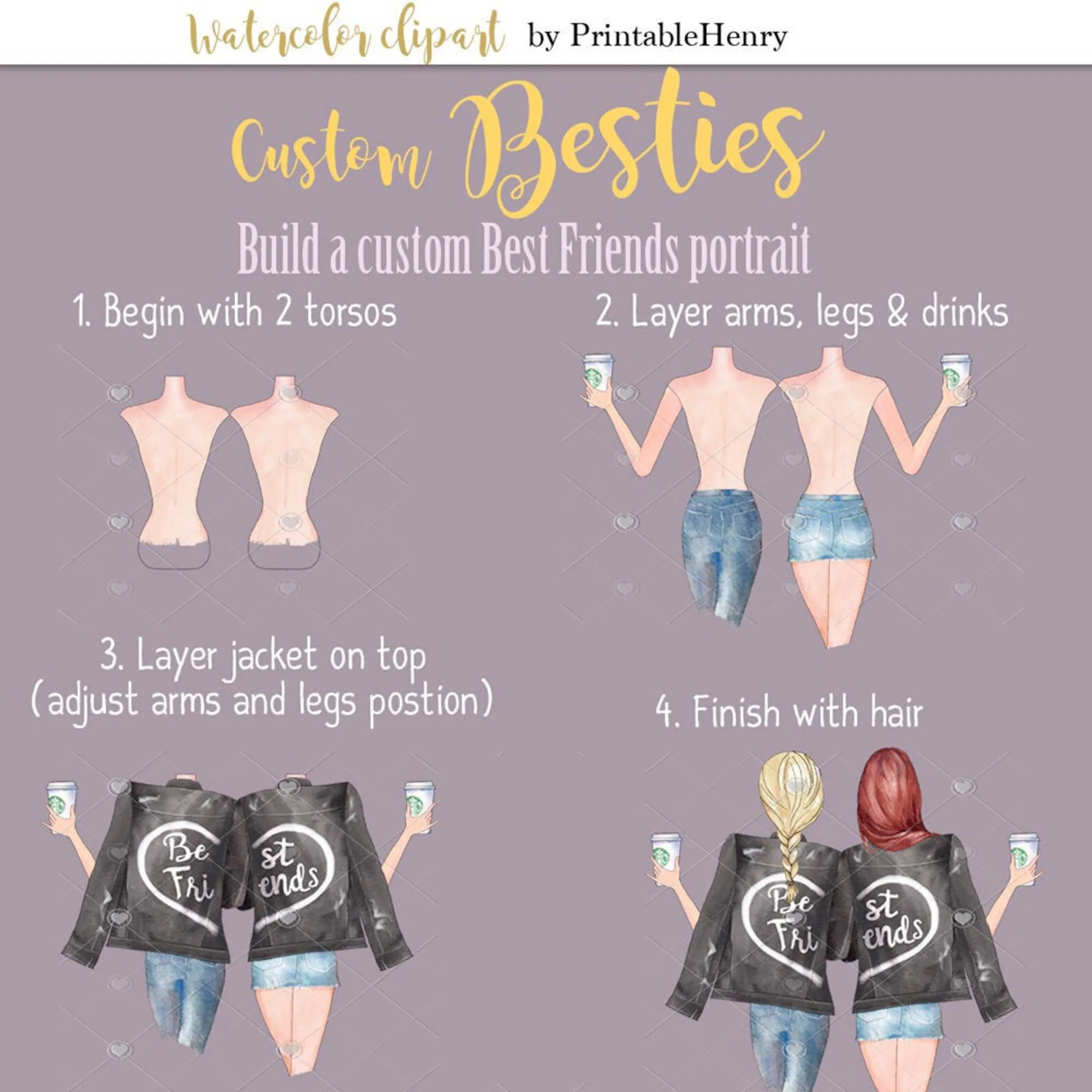 Custom Besties clipart kit