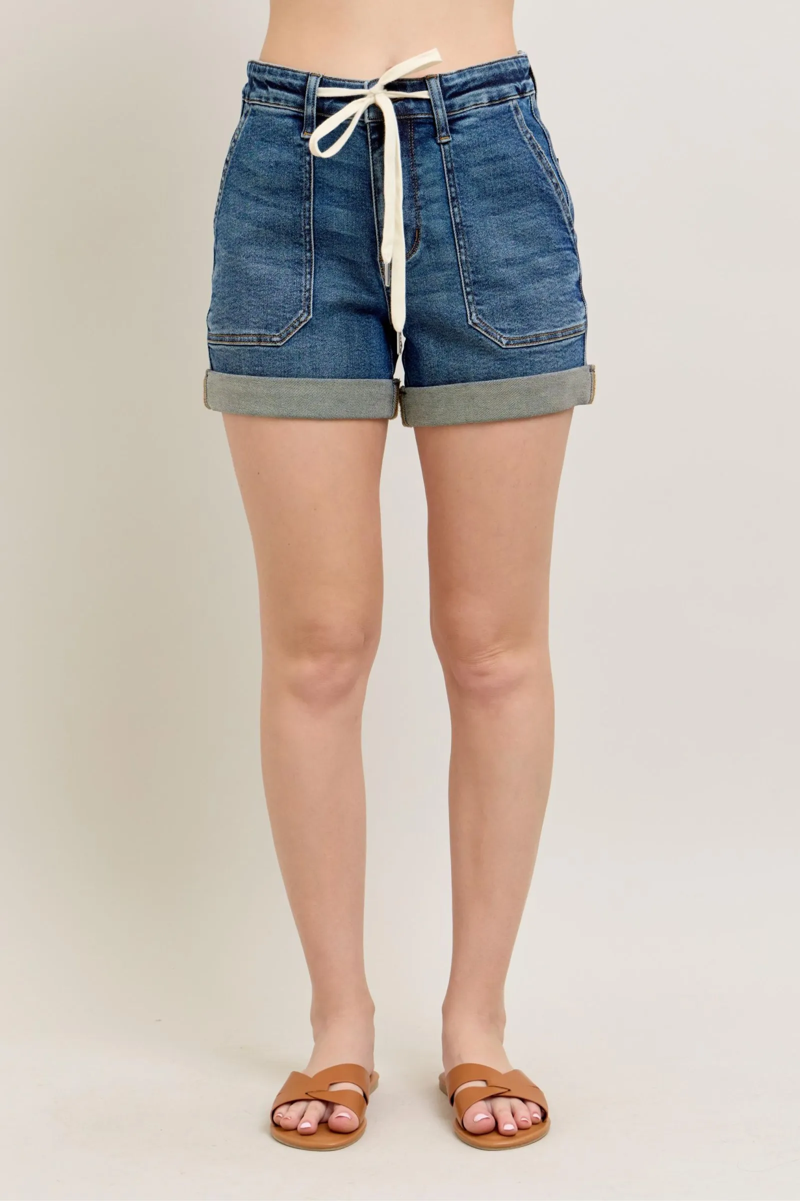 High Waist Cuff Jogger Shorts