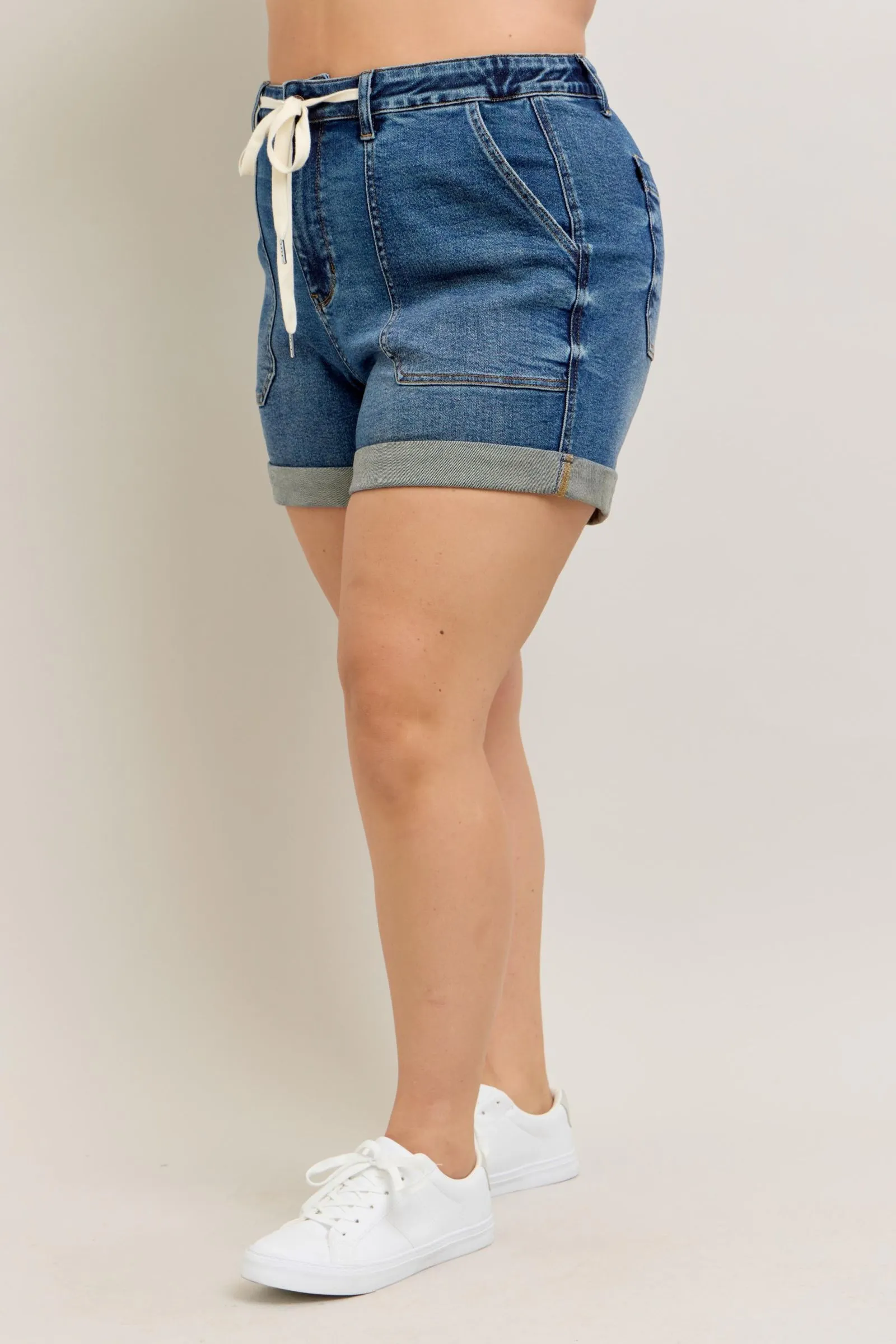 High Waist Cuff Jogger Shorts
