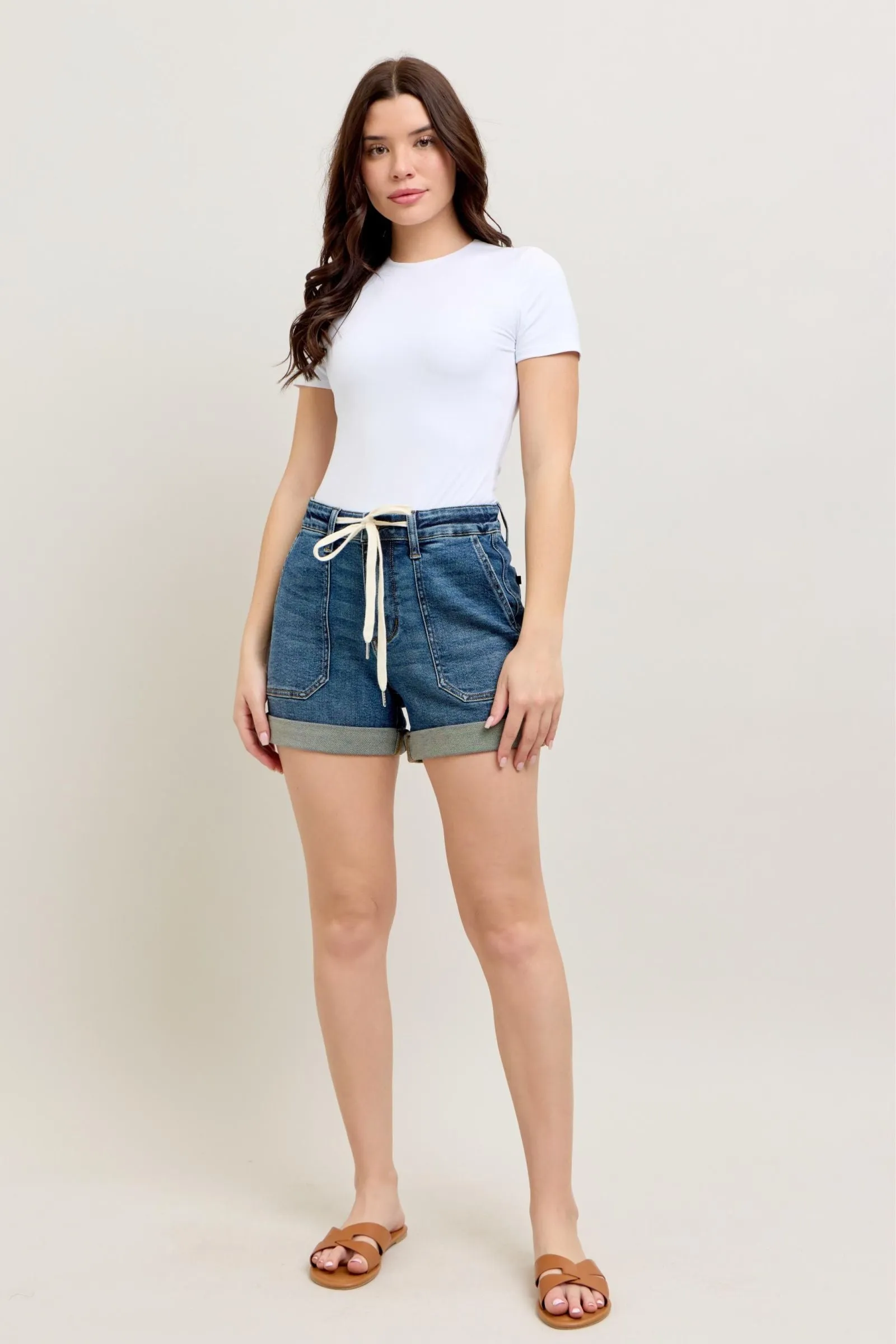 High Waist Cuff Jogger Shorts