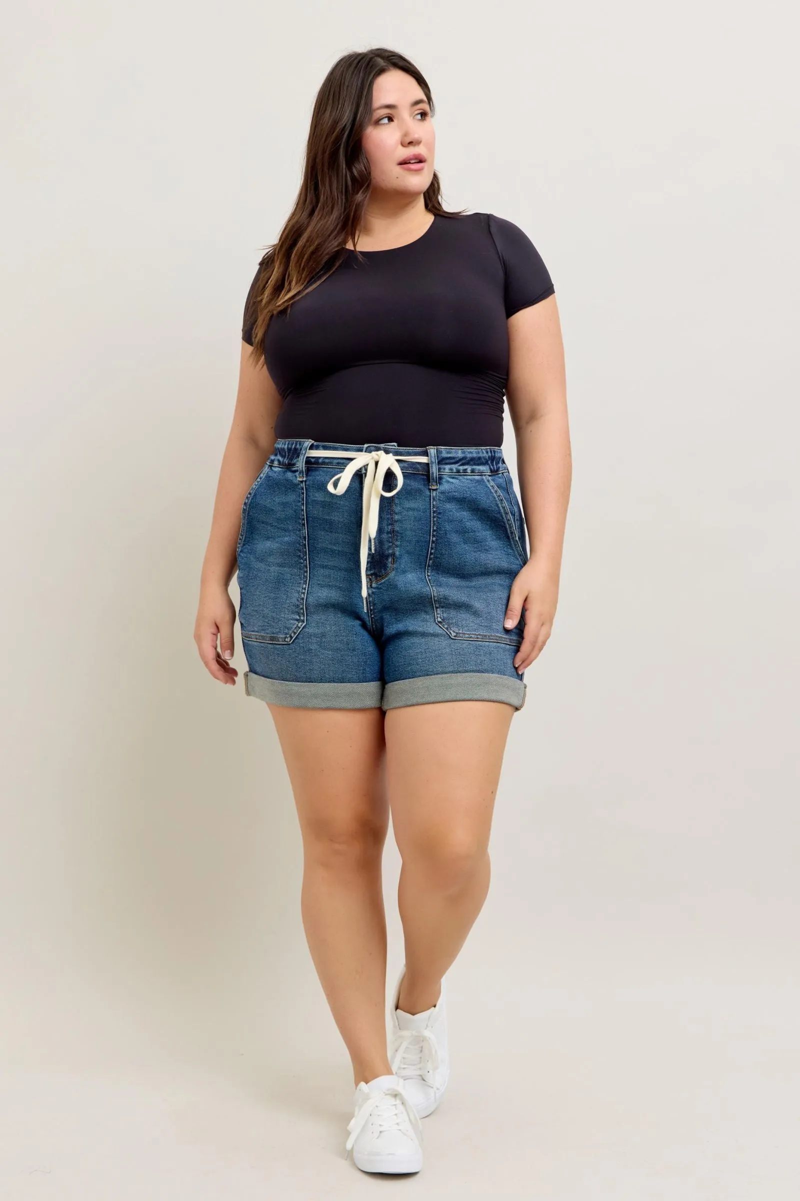 High Waist Cuff Jogger Shorts