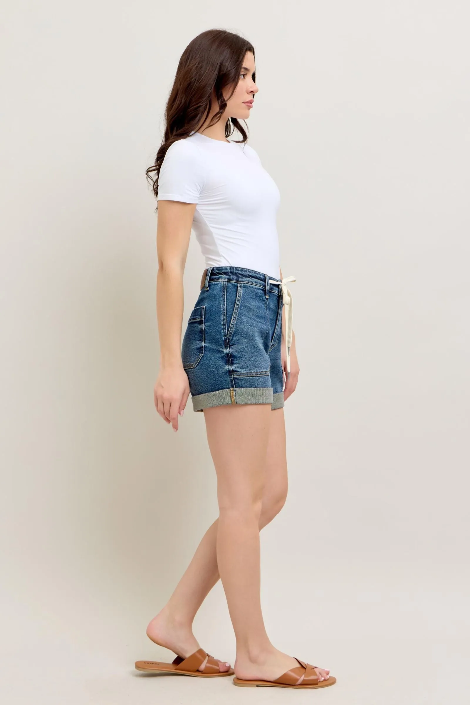 High Waist Cuff Jogger Shorts