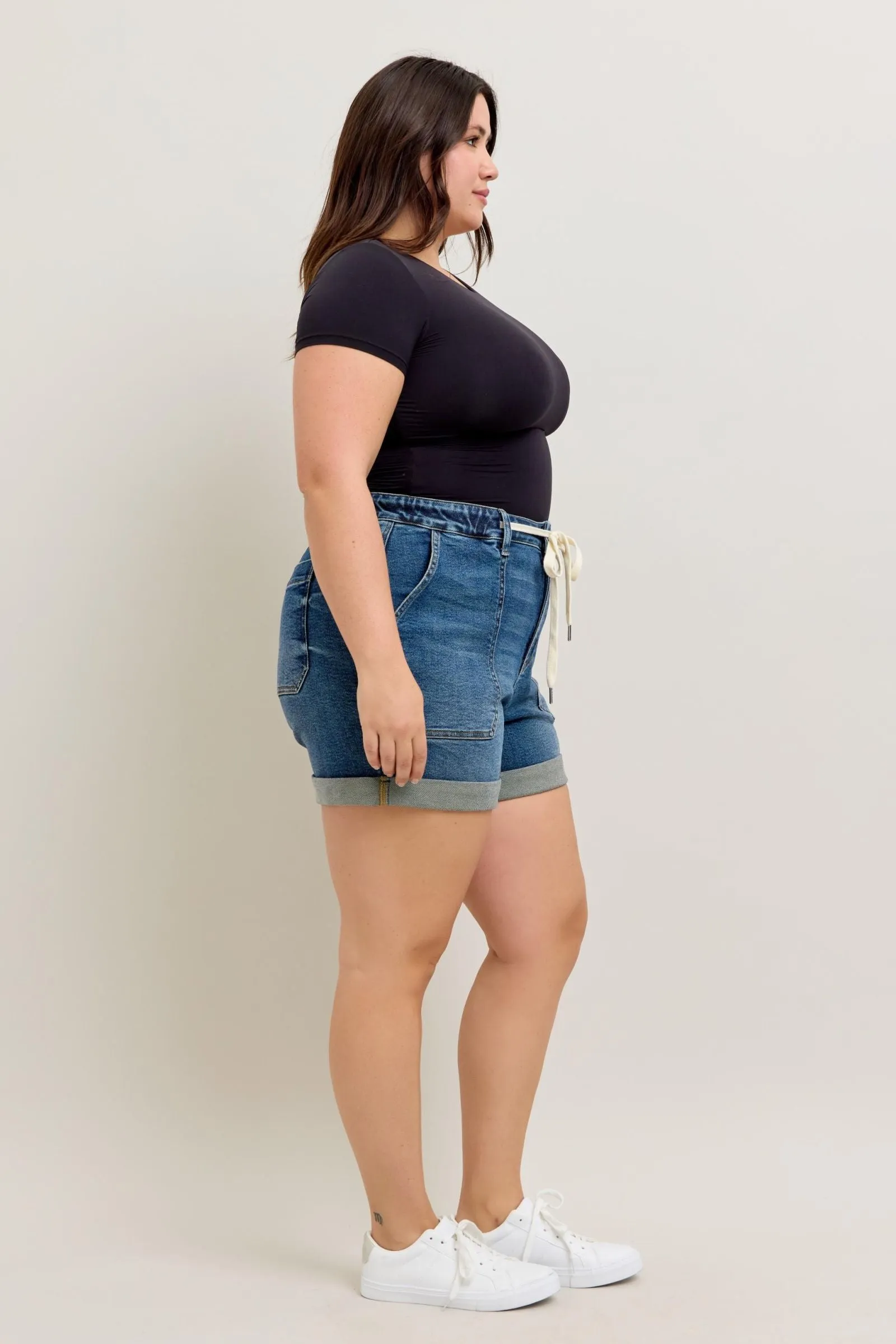High Waist Cuff Jogger Shorts