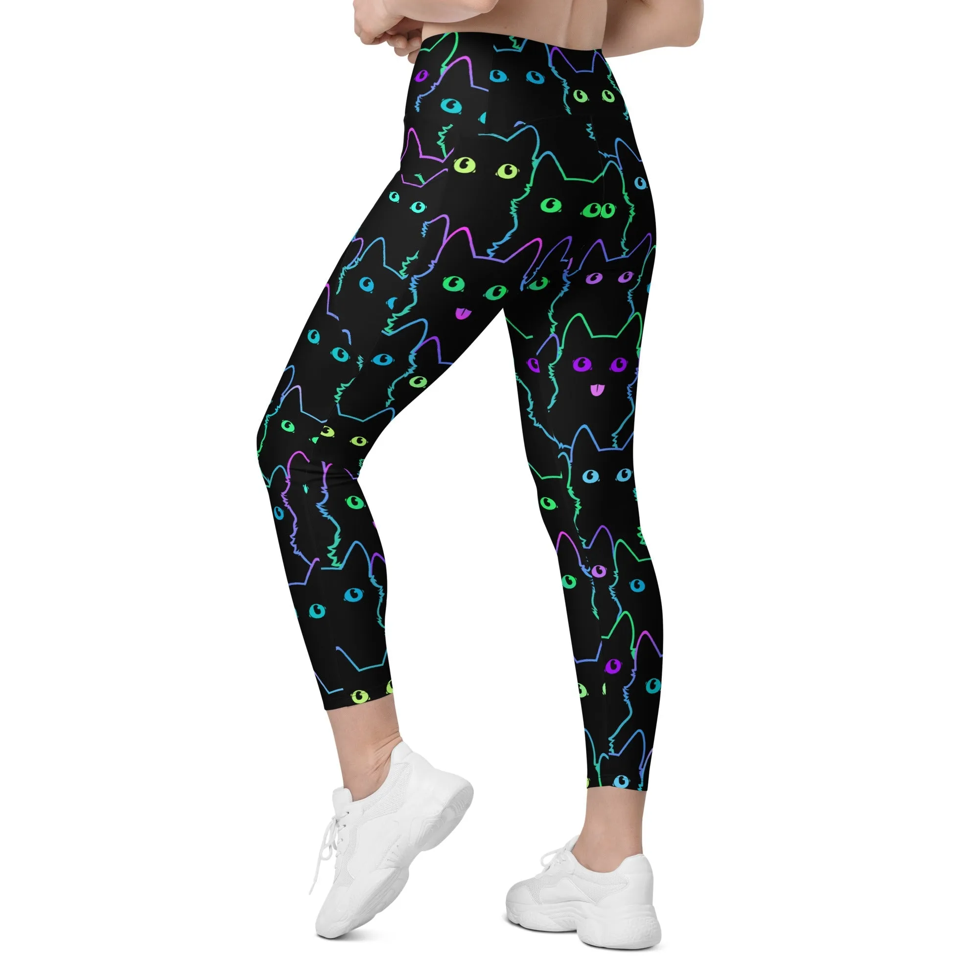 Mystic Halloween Cats Leggings With Pockets