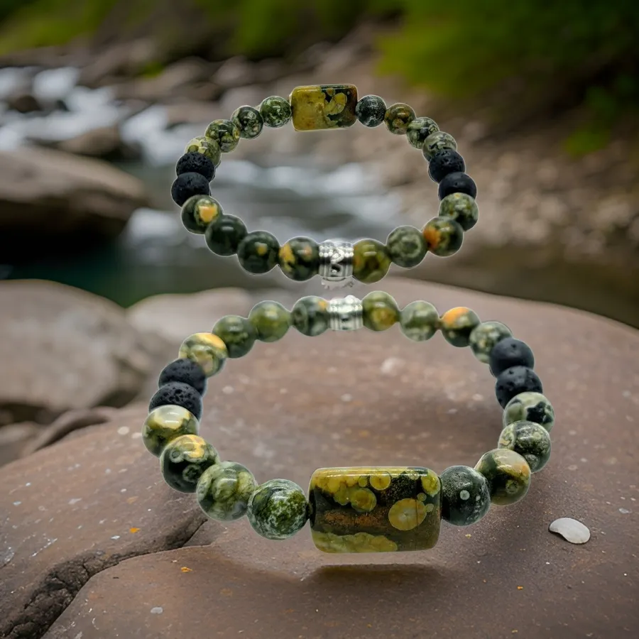 Rainforest Jasper & Iava Stone, Bracelet.