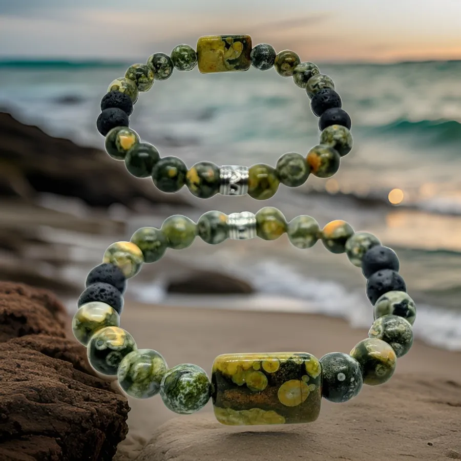 Rainforest Jasper & Iava Stone, Bracelet.