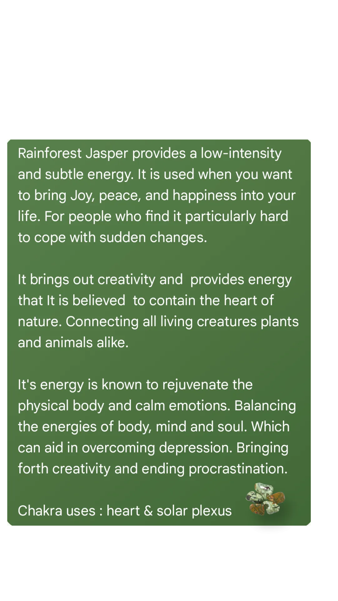 Rainforest Jasper & Iava Stone, Bracelet.