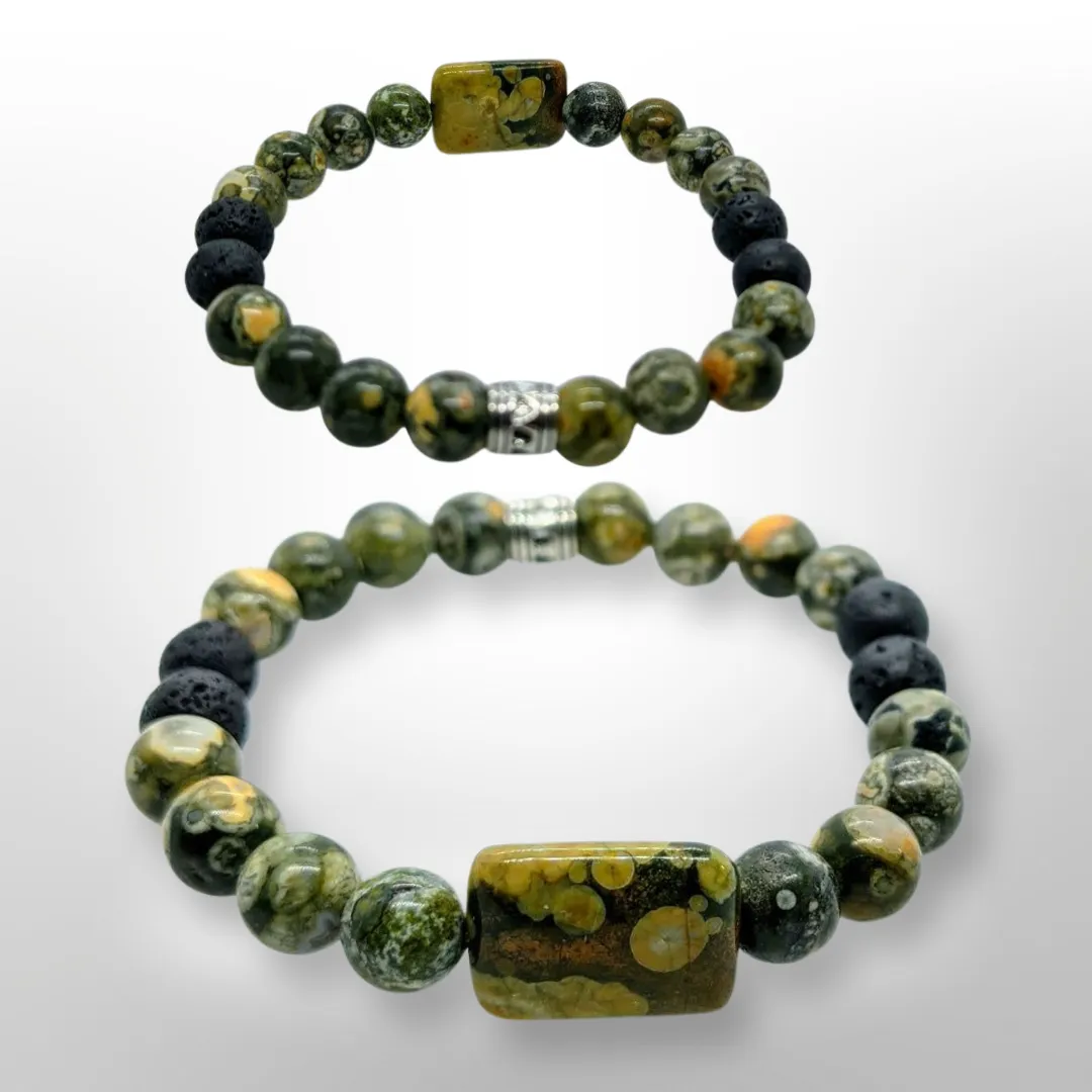 Rainforest Jasper & Iava Stone, Bracelet.