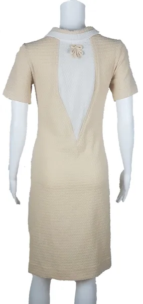 Vintage 1960's Cream and White Bow Detail Shift Dress