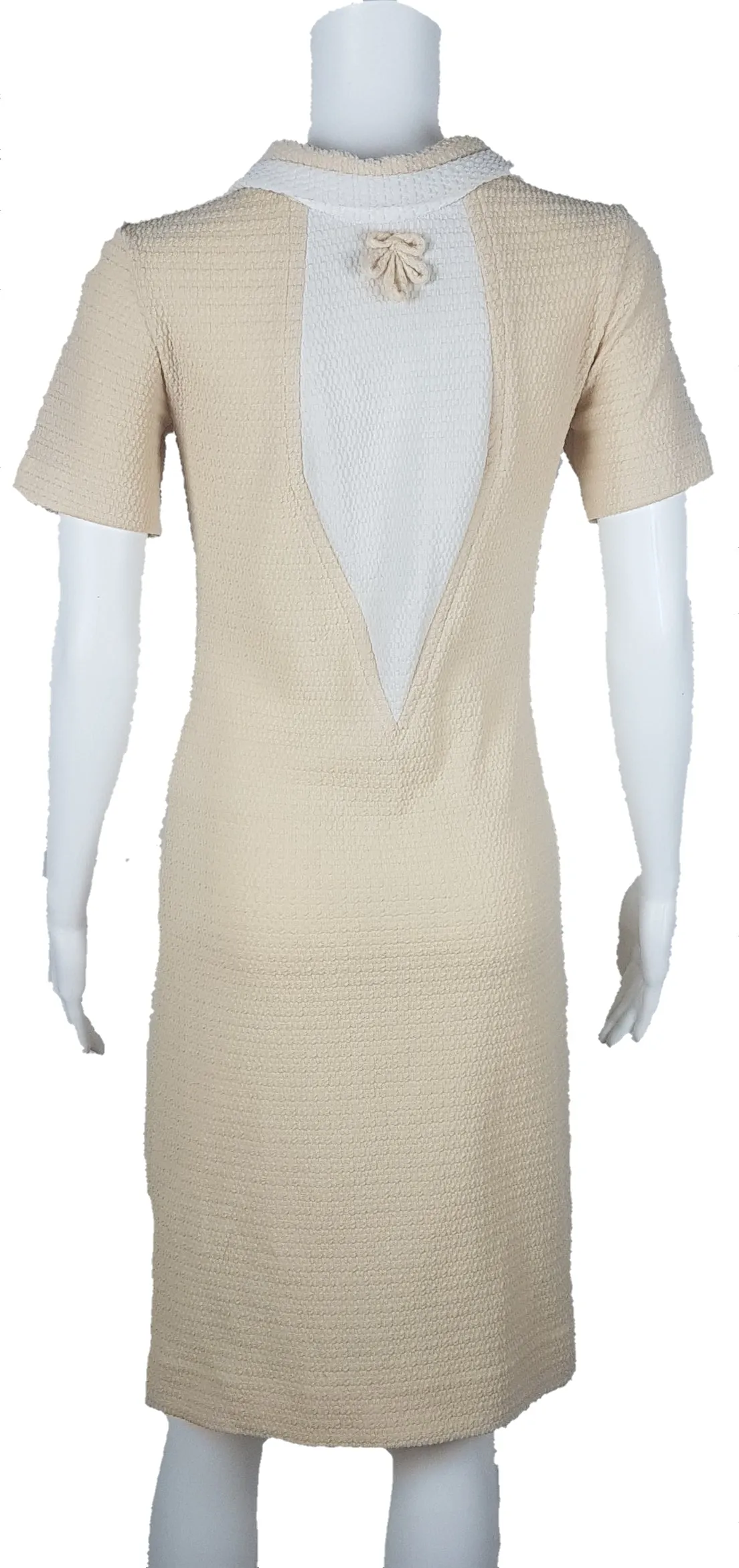 Vintage 1960's Cream and White Bow Detail Shift Dress