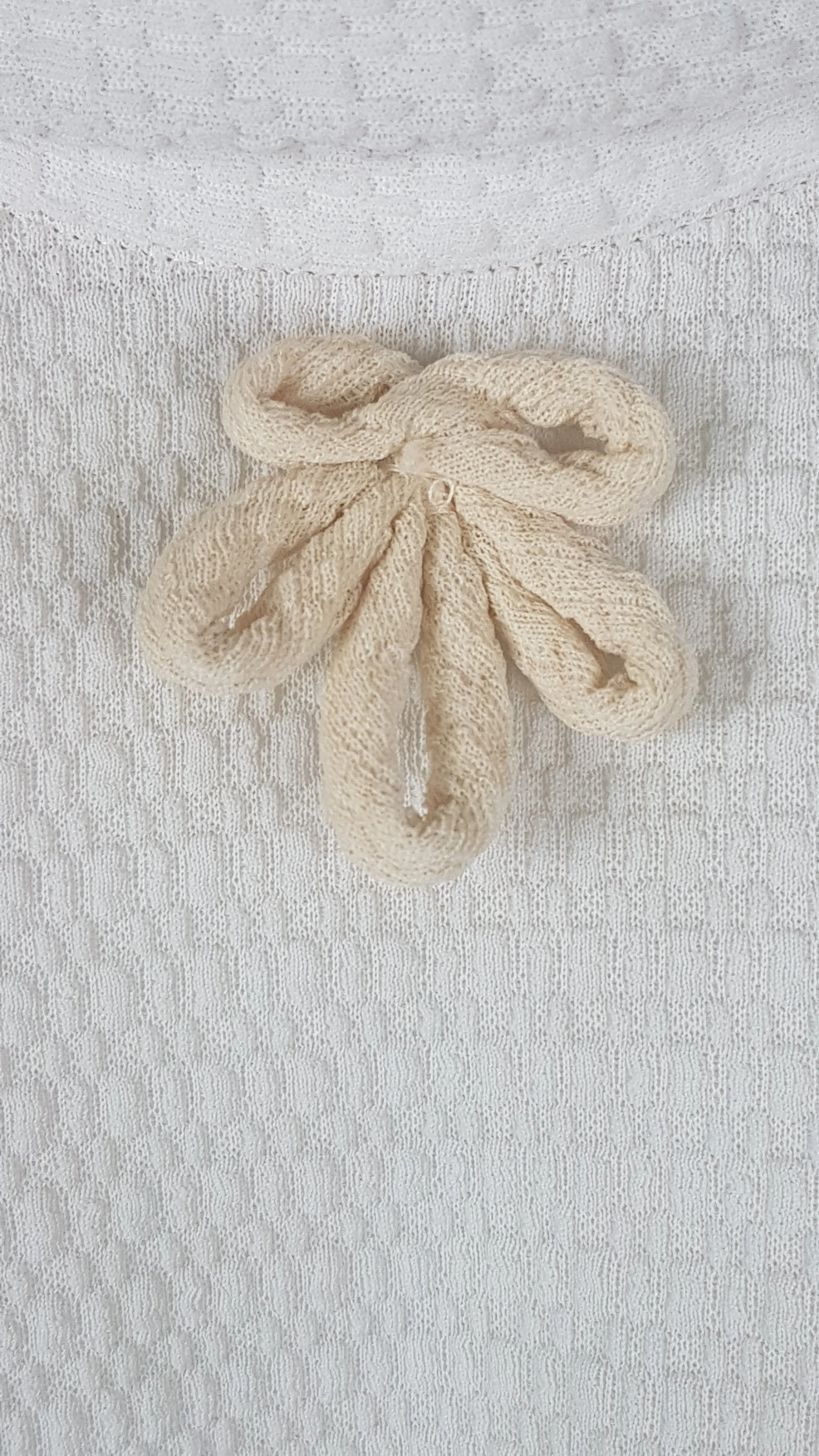 Vintage 1960's Cream and White Bow Detail Shift Dress