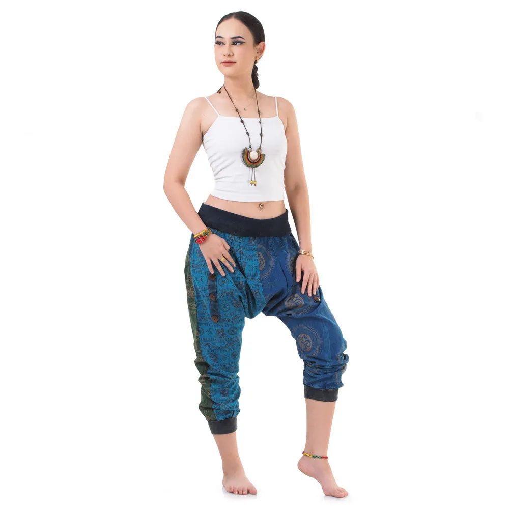 Women’s Patchwork Capri Harem Pants Sky Serenity
